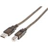 Manhattan 510424 Manhattan Cavo USB A -> B St/St 11,0m argento attivo
