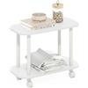 Furinno TURN-N-TUBE Tavolino ovale moderno con rotelle, Bianco/Bianco