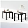 Furinno CLASSIC Set di 2 Comodini, comodino con piano spesso 1,8, comodino quadrato, tavolino da salotto, tavolino laterale, montaggio facile, per camera da letto, soggiorno, Nero