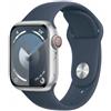 Apple Watch Serie 9 Cell 41mm Aluminium Silver Sport Band Storm Blue S/M MRHV3QL