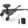 BugyKido Buggy Board, Pedana universale per passeggino, con sedile ingrandito, con sedile per tutti i passeggini, Kiddy Board per bambini da 2 a 6 anni, portata 25 kg