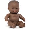 Miniland Bambola neonato pelle scura, 21 cm, per immaginare e imparare | Design anatomico realistico, compatibile con Miniland Dolls, favorisce lo sviluppo emotivo a partire da 10 mesi