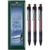 Faber-Castell Beyond - Penna gel a scatto, ricaricabile, con impugnatura morbida, tratto da 0,4 mm, per casa, ufficio e tutti i giorni, confezione da 3 in confezione regalo (Rosso)