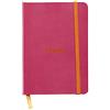 RHODIA 117312C - taccuino morbido Rosa Fragola - A6 10,5 x 14,8 cm - a righe - 144 pag. - Carta Clairefontaine Avorio 90g/m² - segnalibro, chiusura con elastico - COPERTINA Simil Cuoio
