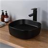 DILECI - Lavabo da appoggio per bagno nero opaco - Lavabo quadrato con curve arrotondate - Design contemporaneo e finitura elegante e di lusso - Compatto e facile da installare - 37,5 x 37,5 x 13,5 cm