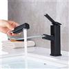 Kaiying Rubinetto per lavello da bagno con spruzzatore estraibile, miscelatore da cucina a maniglia singola per acqua calda e fredda, rubinetto per lavello con beccuccio rotante, ottone regolare nero
