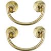 JIAOLUN123 2 pezzi Maniglie per porte in ottone vintage Tiretti per armadietti Manopola per guardaroba Pomello Antico comò con anello Maniglione per Polsino,cassetto,anello per porta-gommino,oro (7.5CM)