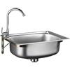 AVIITI Lavello in Acciaio Inox, Lavello A Una Vasca Con Staffa Di Fissaggio, Per Cucina, Bagno Di Servizio, Bar,Silver b,52x38cm