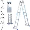 Hoström Scala pieghevole articolata STAVALANCE 4x4 gradini, ponteggio multifunzione, separatore di muro, sgabello, 2 piastre per piattaforma di lavoro, Hostrom