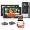 Caytail Kit Videocitofono 2 Fili WiFi6 Dual Band 2 Famiglie, Schermo Touch 7 IPS, Telecamera 1080P Visione Notturna, Audio Bidirezionale, Sblocco Remoto, RFID, Rilevamento Umano