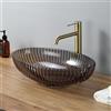 DILECI - Lavabo ovale in vetro tinto a righe 51 x 35 x 15,5 cm - Lavabo da appoggio Design lussuoso e moderno - Struttura a strisce luminose - Ideale per bagno contemporaneo - Elemento centrale