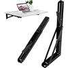 UKOFEW 2 Pezzi Staffa Pieghevole 300mm, Mensola Pieghevole, Supporto Tavolo Staffe, Ferro Nero Capacità Carico 50kg, per Casa, Cucina, Ufficio, Tavolo, Parete, Risparmio di Spazio