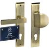 VERAMET Maniglia per Porta Maniglie Porte Esterna Pomolo Cilindro Europeo | Placca Lunga 90mm , Zinco Alluminio, Resistente alla Corrosione, Kit di Montaggio, Set Esterno ,Patinato, Destra - VITAY