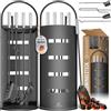 KESSER® Accessori per camino Kit caminetto da 5 pezzi - design moderno, rivestito, Set per caminetto 5 pezzi: scopino, paletta, attizzatoio, pinza, supporto porta-attrezzi, Nero
