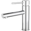 VALAZ Rubinetto Lavabo Cromato Tondo Serie Nansa | Rubinetto da lavabo miscelatore monocomando, miscelatore monocomando, apertura a freddo, ottone e acciaio inox