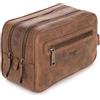 Berliner Bags Beauty Case Max Grande in Vera Pelle Pieno Fiore, Trousse da Viaggio con 2 Scomparti e Zip per Uomo e Donna, Unisex - Marrone