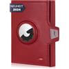 Marc Peter Jupiter Airtag Portafoglio in vera pelle con scomparto per monete, piccolo portafoglio da uomo con RFID | Apple Airtag Mini portafoglio da uomo, Colore: rosso, XL MÜNZFACH MIT AIRTAG FACH