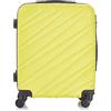 R.Leone Valigia Trolley Bagaglio a mano Rigido Ultraleggero in ABS 4 Ruote Autonome (Giallo, 2130 Valigia 56x45x25cm)