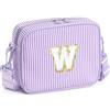 YOOLIFE Borsa a tracolla con lettere per bambine da 3, 4, 5, 6, 7, 8, 9, 10 anni, regalo di compleanno personalizzato per adolescenti, sorelle, nipote, Lilla, W, Classico