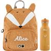Upstitch Studio Trixie: Zaino e Borraccia per Bambini, per l'Asilo e Chitarra, Personalizzato con Nome Singolo o Come Set, Volpe, Set: Rucksack BIG + Flasche