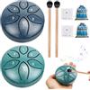 BORDEAG 2 Pezzi Tongue Drum, 3 Inch 6 Note Rain Drum Outdoor, Mini Tamburo A Lingua In Acciaio, Mini Tamburo In Acciaio Ideale Per La Meditazione Yoga, Il Campeggio, L'illuminazione Musicale(Verde + Ciano)