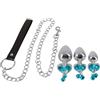 You2Toys Set di plug anali con guinzaglio Argento/Azzurro