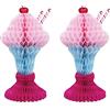 Beistle S55273AZ2 - Set di 2 decorazioni a nido d'ape per gelato, centrotavola per feste a tema anni '50, rosa scuro/rosa/azzurro/rosso/bianco