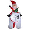 Outsunny Babbo Natale gonfiabile su orso polare 200 cm, 5 luci LED, decorazione natalizia per interno e esterno, bianco | Aosom Italy