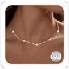 Aidenn Collana da donna in oro con zirconi cubici a forma di fiori, in argento 925, per ragazze, oro e argento