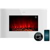 Cecotec Camino Elettrico Decorativo 35" con Telecomando e WiFi ReadyWarm 3590 Flames Connected White. Massima Potenza 2000W, 2 Intensità, Pannello Piatto Cristallo Temperato, Fiamma Regolabile, Timer