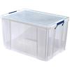 Bankers Box Prostore scatola porta oggetti in plastica con coperchio, 85 litri, impilabile, scatole per armadio super resistenti, dimensioni 37,5x57,5x38 cm, contenitori plastica trasparente, 1 unità