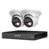 AMLINK Sistema di telecamere di sicurezza POE 4K per esterni, 8CH POE NVR, 2 telecamere a torretta 4K, rilevamento uomo/veicolo, IP67, deterrente, audio bidirezionale, disco rigido non incluso, ALN