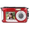MZZYG Videocamera Fotocamere Digitali Impermeabili for La Fotografia Dual Screen 48MP Registratore Fotografico Videocamera for Sport all'Aria Aperta 1080P Cam Anti Shake(32G TF Card,Red)