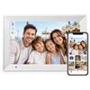 AEEZO Cornice Digitale da 32 GB, Cornice Digitale WiFi da 10,1 Pollici, Rotazione Automatica, Condivisione Semplice e Immediata di Foto e Video da Remoto Tramite AiMOR (Bianca)