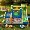 FOOING Grande paradiso gonfiabile con scivolo e piscina per bambini, castello gonfiabile FOOING con irrigatori d'acqua, arrampicata, salto e campo da calcio per interni ed esterni in giardino