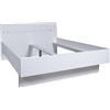 Composad | Letto Matrimoniale alla Francese, Letto Moderno, (LxAxP) 145,40x92x204,20 cm, Colore Bianco Laccato, Made in Italy
