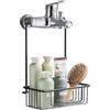 HANFU Portaoggetti da Doccia da Appendere, Senza Forare in Acciaio Inox | er Vasca da Bagno o Doccia, Mensola Portaoggetti appesa al Miscelatore, 25x13x35cm, Nero