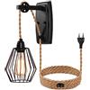 ENCOFT Lampada da Parete Interna con Interruttore Dimmerabile e Presa, Cavo di 4m, Plug-in Applique da Parete Interno Gabbia Industriale, Vintage E27 Luce Illuminazione da Muro per Soggiorno