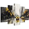 murando - Quadri Moderni Acustici Soggiorno, Taxi Gialla in Città 225x112cm | Chiodi Inclusi, 5 Pezzi, Quadro Moderno Acustico, Pannelli Fonoassorbenti Decorativi, Protegge da Rumori, Produzione Europea