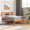ACAGALA Letti singoli in legno massiccio 90 x 190 cm, struttura con testiera in pino, letto per bambini, letto in legno con rete a doghe, marrone chiaro