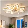 YUNLONG 90 cm Lampadario Ventilatore da Soffitto Con Telecomando Led Dimmerabile Pale da Soffitto Design DC Plafoniera Fiore Led Reversibile 6 Velocità Lampadari a Ventola per Camera da Letto Cucina,Oro