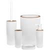 Il Gruppone Passione Casa Set Completo Accessori Bagno 5 Pezzi Design Moderno In Plastica Incluso Cestino Pattumiera,Dispenser Sapone Portascopino Con Scopino Incluso,PortaSaponetta,Porta Spazzolini - Bianco