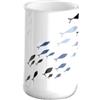 OISE ART STORE Trade Shop - Bicchiere Porta Spazzolino Bianco con Pesciolini in Ceramica Arredo Bagno 69876 -