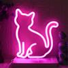 YUEYYNS Insegna al Neon Gatto, Insegne Luminose del Gatto | Rosa LED Gatto Luce al Neon Alimentata via USB e a Batteria per Camere da Letto e Camerette, Regalo per Amanti dei Gatti