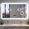 LUVODI 120x70cm Bluetooth Ora Data Specchio Bagno Led Luce Ingranditore 3X Antiappannamento 3000K-6000K Dimmerabile 3 Colori Luce Funzione Memoria Resina Specchio Smart Retroilluminato Bagno