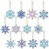 Nirecu 12 Pezzi Diamante Pittura Natale Set,5D Diamond Painting Portachiavi Ciondolo per Bambini,DIY Diamante Pittura Portachiavi a Doppia Faccia per Decorazione Alberi di Natale(Fiocco di neve)