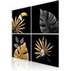 decomonkey Quadri Moderni Soggiorno Set Natura Animali, 4 pezzi, 20x20 cm | Tela strutturata su telaio in legno, decorazione per camera da letto e ufficio, piante, nero, Quadro Stampa su Tela