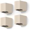CALEX Applique Sanremo, per esterni & interni, attacco GU10, forma rettangolare, LED Downlight, impermeabile, senza lampadina, Sabbia, 4-Pack