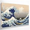 CheQuadro! La grande onda di Kanagawa (restaurata) Hokusai, quadro grande stampa su tela di alta qualità, fine art, intelaiato pronto da appendere bsa22-115x80 cm