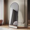 SIRHONA Specchio su piedistallo 160 x 60 cm, specchio a piena lunghezza con telaio in alluminio, montaggio a sospensione o a posto, antivento, nero a volta con supporto